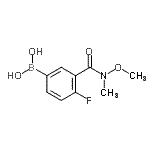 structure of CAS# 874290-69-4, {4-Fluoro-3-[methoxy(methyl)carbamoyl]phenyl}boronic acid;[4-Fluoro-3-[methoxy(methyl)carbamoyl]phenyl]boronic acid;4-Fluoro-<wbr>3-[(N-met<wbr>hoxy-N-me<wbr>thyl)carb<wbr>amoyl]ben<wbr>zeneboron<wbr>ic acid;4-Fluoro-<wbr>3-[(N-met<wbr>hoxy-N-me<wbr>thyl)carb<wbr>amoyl]ben<wbr>zeneboron<wbr>ic acid 9<wbr>8%