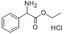 structure of CAS# 879-48-1, Ethyl 2-Amino-2-Phenylacetate Hydrochloride;Ethyl 2-Amino-2-Phenyl-Acetate Chloride;2-Amino-2-Phenylacetic Acid Ethyl Ester Chloride;2-Amino-2-Phenyl-Acetic Acid Ethyl Ester Chloride