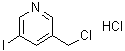 structure of CAS# 879326-79-1, 3-(Chloromethyl)-5-iodopyridine hydrochloride (1:1);3-(chloromethyl)-5-iodopyridine hydrochloride;3-Chloromethyl-5-iodo-pyridine hydrochloride;MFCD08457776
