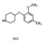 结构式 CAS# 883543-21-3, 4-(2-甲氧基-4-甲基苯氧基)哌啶盐酸盐(1:1)
