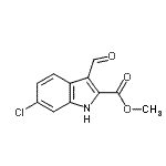 structure of CAS# 893730-96-6, Methyl 6-chloro-3-formyl-1H-indole-2-carboxylate;methyl 6-chloro-3-formyl-1H-indole-2-carboxylate;MFCD07364740