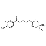 structure of CAS# 898757-17-0, 5-(5,5-Dimethyl-1,3-dioxan-2-yl)-1-(3-iodo-4-methylphenyl)-1-pentanone;5-(5,5-di<wbr>methyl-1,<wbr>3-dioxan-<wbr>2-yl)-3'-<wbr>iodo-4'-m<wbr>ethylvale<wbr>rophenone