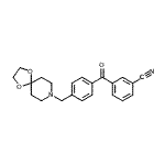 structure of CAS# 898757-61-4, 3-[4-(1,4-Dioxa-8-azaspiro[4.5]dec-8-ylmethyl)benzoyl]benzonitrile;3-cyano-4<wbr>'-[8-(1,4<wbr>-dioxa-8-<wbr>azaspiro[<wbr>4.5]decyl<wbr>)methyl]b<wbr>enzopheno<wbr>ne