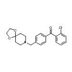 structure of CAS# 898758-06-0, (2-Chlorophenyl)[4-(1,4-dioxa-8-azaspiro[4.5]dec-8-ylmethyl)phenyl]methanone;2-chloro-<wbr>4'-[8-(1,<wbr>4-dioxa-8<wbr>-azaspiro<wbr>[4.5]decy<wbr>l)methyl]<wbr>benzophen<wbr>one