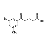structure of CAS# 898767-46-9, 5-(3-Bromo-5-methylphenyl)-5-oxopentanoic acid;5-(3-bromo-5-methylphenyl)-5-oxovaleric acid