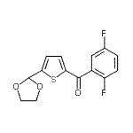 structure of CAS# 898778-78-4, (2,5-Difluorophenyl)[5-(1,3-dioxolan-2-yl)-2-thienyl]methanone;2-(2,5-Difluorobenzoyl)-5-(1,3-dioxolan-2-yl)thiophene