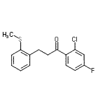 structure of CAS# 898780-34-2, 1-(2-Chloro-4-fluorophenyl)-3-[2-(methylsulfanyl)phenyl]-1-propanone;2'-chloro-4'-fluoro-3-(2-thiomethylphenyl)propiophenone
