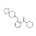 structure of CAS# 898781-20-9, Cyclohexyl[2-(1,4-dioxa-8-azaspiro[4.5]dec-8-ylmethyl)phenyl]methanone;cyclohexy<wbr>l 2-[8-(1<wbr>,4-dioxa-<wbr>8-azaspir<wbr>o[4.5]dec<wbr>yl)methyl<wbr>]phenyl k<wbr>etone