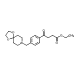 structure of CAS# 898782-04-2, Ethyl 4-[4-(1,4-dioxa-8-azaspiro[4.5]dec-8-ylmethyl)phenyl]-4-oxobutanoate;ethyl 4-[<wbr>4-[8-(1,4<wbr>-dioxa-8-<wbr>azaspiro[<wbr>4.5]decyl<wbr>)methyl]p<wbr>henyl]-4-<wbr>oxobutyra<wbr>te