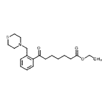 structure of CAS# 898782-66-6, Ethyl 7-oxo-7-[2-(4-thiomorpholinylmethyl)phenyl]heptanoate;ethyl 7-oxo-7-[2-(thiomorpholinomethyl)phenyl]heptanoate