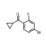 structure of CAS# 898790-15-3, (4-Bromo-2-fluorophenyl)(cyclopropyl)methanone;(4-BROMO-2-FLUOROPHENYL)(CYCLOPROPYL)METHANONE;4-Bromo-2-fluorophenyl cyclopropyl ketone;MFCD03841232