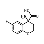 structure of CAS# 90477-46-6, 4-Amino-6-fluoro-4-chromanecarboxylic acid;4-AMINO-6-FLUOROCHROMAN-4-CARBOXYLICACID
