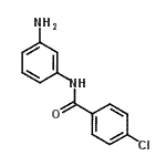 structure of CAS# 905811-04-3, N-(3-Aminophenyl)-4-chlorobenzamide;N-(3-aminophenyl)(4-chlorophenyl)carboxamide;N-(3-Aminophenyl)-4-chlorobenzamide;MFCD01027216