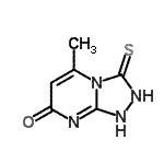 structure of CAS# 91184-07-5, 5-Methyl-3-thioxo-2,3-dihydro[1,2,4]triazolo[4,3-a]pyrimidin-7(1H)-one;3-Mercapto-5-methyl-8H-[1,2,4]triazolo[4,3-a]pyrimidin-7-one