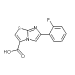 structure of CAS# 912770-16-2, 6-(2-Fluorophenyl)imidazo[2,1-b][1,3]thiazole-3-carboxylic acid;6-(2-Fluo<wbr>rophenyl)<wbr>imidazo[2<wbr>,1-b][1,3<wbr>]thiazole<wbr>-3-carbox<wbr>ylic acid;6-(2-Fluo<wbr>rophenyl)<wbr>imidazo[2<wbr>,1-b][1,3<wbr>]thiazole<wbr>-3-carbox<wbr>ylicacid;6-(2-fluo<wbr>rophenyl)<wbr>imidazo[2<wbr>,1-b]1,3-<wbr>thiazolin<wbr>e-3-carbo<wbr>xylic acid