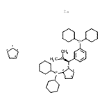 structure of CAS# 914089-00-2, 1-(dicyclohexylphosphino)-2-[(R)-[3-(dicyclohexylphosphino)phenyl](dimethylamino)methyl]-1,2,3,4,5-Cyclopentanepentayl compd. with 1,2,3,4,5-cyclopentanepentayl iron salt (1:1:1);(R)-1-Dic<wbr>yclohexyl<wbr>phosphino<wbr>-2-[(S)-α<wbr>-(dimethy<wbr>lamino)-2<wbr>-(dicyclo<wbr>hexylphos<wbr>phino)ben<wbr>zyl]ferro<wbr>cene;(SP)-1-Di<wbr>cyclohexy<wbr>lphosphin<wbr>o-2-[(S)-<wbr>Î±-(dimet<wbr>hylamino)<wbr>-2-(dicyc<wbr>lohexylph<wbr>osphino)b<wbr>enzyl]fer<wbr>rocene;Taniaphos SL-T002-2
