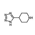 structure of CAS# 91419-60-2, 4-(1H-Tetrazol-5-yl)piperidine;4-(2H-tetrazol-5-yl)piperidine HCl;5-(4-piperidyl)-1H-1,2,3,4-tetraazole;MFCD13188625