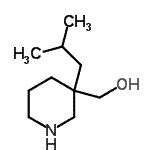 structure of CAS# 915922-54-2, (3-Isobutyl-3-piperidinyl)methanol;(3-isobutylpiperidin-3-yl)methanol;[3-(2-methylpropyl)-3-piperidyl]methan-1-ol;3-piperidinemethanol, 3-(2-methylpropyl)