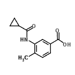 structure of CAS# 915923-66-9, 3-[(Cyclopropylcarbonyl)amino]-4-methylbenzoic acid;3-(cyclopropylcarbonylamino)-4-methylbenzoic acid;3-[(Cyclopropylcarbonyl)amino]-4-methylbenzoic acid;3-[(cyclopropylcarbonyl)amino]-4-methylbenzoicacid