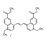 CAS#: 91776-84-0， 1-Ethyl-4-{(1E,3E)-3-[1-ethyl-6-(methoxycarbonyl)-4(1H)-quinolinylidene]-1-propen-1-yl}-6-(methoxycarbonyl)quinolinium iodide