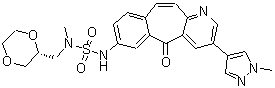 结构式 CAS# 917879-39-1, N-[(2R)-1,4-二恶烷-2-基甲基]-N-甲基-N'-[3-(1-甲基-1H-吡唑-4-基)-5-氧代-5H-苯并[4,5]环庚并[1,2-b]吡啶-7-基]硫酸二酰胺