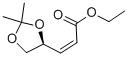 structure of CAS# 91926-90-8, (2Z)-3-[(4S)-2,2-Dimethyl-1,3-Dioxolan-4-Yl]-2-Propenoic Acid Ethyl Ester;ETHYL (S)-(+)-3-(2,2-DIMETHYL-1,3-DIOXOLAN-4-YL)-CIS-2-PROPENOATE, 99%;Ethyl  (S)-Cis-4,5-O-Isopropylidene-4,5-Dihydroxy-2-Pentenoate;ETHYL-(Z)-3-[(4S)-2,2-DIMETHYL-1,3-DIOXOLAN-4-YL]-2-PROPENOATE