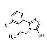 structure of CAS# 92286-36-7, 4-Allyl-5-(3-chlorophenyl)-4H-1,2,4-triazole-3-thiol;4-Allyl-5-(3-chlorophenyl)-4H-[1,2,4]triazole-3-thiol;4-Allyl-5-(3-chloro-phenyl)-4H-[1,2,4]triazole-3-thiol;5-(3-chlo<wbr>rophenyl)<wbr>-4-(prop-<wbr>2-en-1-yl<wbr>)-2,4-dih<wbr>ydro-3H-1<wbr>,2,4-tria<wbr>zole-3-th<wbr>ione