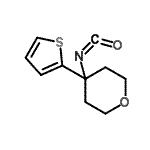 structure of CAS# 926921-63-3, 4-Isocyanato-4-(2-thienyl)tetrahydro-2H-pyran;2-(4-Isocyanatotetrahydro-2H-pyran-4-yl)thiophene;4-(2-thienyl)-2H-3,4,5,6-tetrahydropyran-4-isocyanate;4-(Thien-2-yl)tetrahydro-2H-pyran-4-yl isocyanate