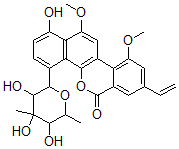 CAS#: 92841-46-8， 8-Vinyl-10,12-Dimethoxy-1-Hydroxy-4-(3-C-Methyl-6-Deoxy-beta-L-Glucopyranosyl)-6H-Benzo[d]Naphtho[1,2-b]Pyran-6-One