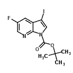 structure of CAS# 928653-78-5, 2-Methyl-2-propanyl 5-fluoro-3-iodo-1H-pyrrolo[2,3-b]pyridine-1-carboxylate;5-Fluoro-<wbr>3-iodo-py<wbr>rrolo[2,3<wbr>-b]pyridi<wbr>ne-1-carb<wbr>oxylic ac<wbr>id tert-b<wbr>utyl ester;5-FLUORO-<wbr>3-IODO-PY<wbr>RROLO[2,3<wbr>-B]PYRIDI<wbr>NE-1-CARB<wbr>OXYLICACI<wbr>DTERT-BUT<wbr>YLESTER;tert-buty<wbr>l 5-fluor<wbr>o-3-iodo-<wbr>1H-pyrrol<wbr>o[2,3-b]p<wbr>yridine-1<wbr>-carboxyl<wbr>ate