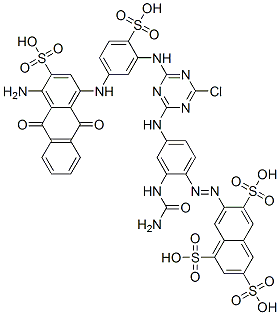 CAS#: 93892-91-2， 7-[[2-[(Aminocarbonyl)Amino]-4-[[4-[[5-[(4-Amino-9,10-Dihydro-9,10-Dioxo-3-Sulpho-1-Anthryl)Amino]-2-Sulphophenyl]Amino]-6-Chloro-1,3,5-Triazin-2-Yl]Amino]Phenyl]Azo]Naphthalene-1,3,6-Trisulphonic Acid