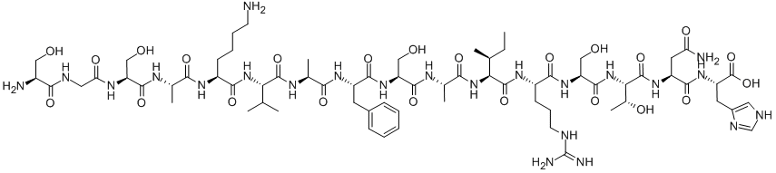 structure of CAS# 94071-26-8, Cerebellin (Rat);Cerebellin (Rat);Nh2-Ser-Gly-Ser-Ala-Lys-Val-Ala-Phe-Ser-Ala-Ile-Arg-Ser-Thr-Asn-His-Oh