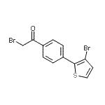 structure of CAS# 944450-89-9, 2-Bromo-1-[4-(3-bromo-2-thienyl)phenyl]ethanone;2-Bromo-1-[4-(3-bromothiophen-2-yl)phenyl]ethan-1-one;4-(3-Bromothien-2-yl)phenacyl bromide;4-(3-Bromothien-2-yl)phenacyl bromide 97%