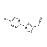 structure of CAS# 94833-31-5, [4-(4-Bromophenyl)-1,3-thiazol-2-yl]acetonitrile;(4-(4-Bromophenyl)-1,3-thiazol-2-yl)acetonitrile;2-[4-(4-bromophenyl)-1,3-thiazol-2-yl]acetonitrile;2-[4-(4-bromophenyl)-1,3-thiazol-2-yl]ethanenitrile