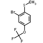 structure of CAS# 951884-71-2, 2-Bromo-1-(methylsulfanyl)-4-(trifluoromethoxy)benzene;[2-Bromo-4-(trifluoromethoxy)phenyl](methyl)sulfane;[2-Bromo-4-(trifluoromethoxy)phenyl](methyl)sulphane;2-BROMO-4-(3,5-DIFLUOROPHENYL)-1-BUTENE