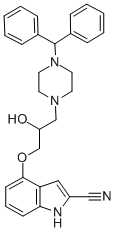结构式 CAS# 97730-95-5, 4(3-(4-二苯甲基哌嗪-1-基)-2-羟基丙氧基)-1H-吲哚-2-甲腈