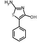 structure of CAS# 98879-58-4, 2-Amino-5-phenyl-1,3-thiazol-4-ol;2-Amino-4-hydroxy-5-phenyl-1,3-thiazole;2-Amino-5-phenyl-1,3-thiazol-4-ol;2-Amino-5<wbr>-phenyl-1<wbr>,3-thiazo<wbr>l-4-ol, 4<wbr>-Hydroxy-<wbr>5-phenyl-<wbr>1,3-thiaz<wbr>ol-2-amine