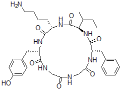 CAS#: 99764-53-1， (3S,6S,9R,12S)-6-(4-Aminobutyl)-12-Benzyl-9-Butan-2-Yl-3-[(4-Hydroxyphenyl)Methyl]-1,4,7,10,13,16-Hexazacyclooctadecane-2,5,8,11,14,17-Hexone