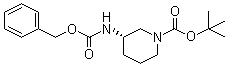 结构式 CAS# 1002360-09-9, (3S)-3-[[苯基甲氧羰基]氨基]-1-哌啶甲酸叔丁酯