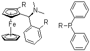 (2S)-1-[(R)-(二甲基氨基)[2-(二苯基膦基)苯基]甲基]-2-(二苯基膦基)二茂铁分子结构 (CAS 1003012-96-1)