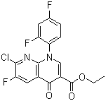 structure of CAS# 100491-29-0, Ethyl 1-(2,4-difluorophenyl)-7-chloro-6-fluoro-4-oxopyridino[2,3-b]pyridine-3-carboxylate;7-Chloro-1-(2,4-difluorophenyl)-6-fluoro-1,4-dihydro-4-oxo-1,8-naphthyridine-3-carboxylic acid ethyl ester