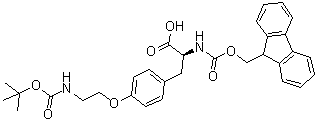 结构式 CAS# 1013883-02-7, O-[2-[[叔丁氧羰基]氨基]乙基]-N-[芴甲氧羰基]-L-酪氨酸