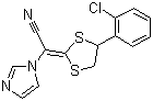 structure of CAS# 101530-10-3, Lanoconazole;[4-(2-Chloro-phenyl)-1,3-dithiolan-2-ylidene]-2-imidazol-1-yl-acetonitrile