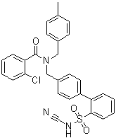 structure of CAS# 1019331-10-2, 2-Chloro-N-[[2'-[(cyanoamino)sulfonyl][1,1'-biphenyl]-4-yl]methyl]-N-[(4-methylphenyl)methyl]benzamide;S 0859