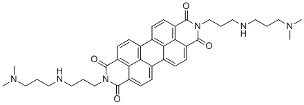 structure of CAS# 1020180-01-1, 2,9-Bis(3-((3-(dimethylamino)propyl)amino)propyl)anthra[2,1,9-def:6,5,10-d'e'f']diisoquinoline-1,3,8,10(2H,9H)-tetraone;7,18-bis[3-[3-(dimethylamino)propylamino]propyl]-7,18-diazaheptacyclo[14.6.2.22,5.03,12.04,9.013,23.020,24]hexacosa-1(23),2,4,9,11,13,15,20(24),21,25-decaene-6,8,17,19-tetrone