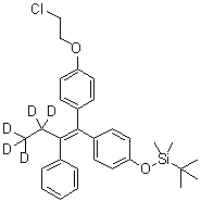1-(2-氯乙氧基)-4-[1-[4-[[叔丁基二甲基硅烷基]氧基]苯基]-2-苯基-1-丁烯-1-基-3,3,4,4,4-d<sub>5</sub>]-苯分子结构 (CAS 1020719-26-9)