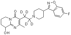 3-[2-[4-(6-氟-1,2-苯并异恶唑-3-基)-1-哌啶基]乙基-1,1,2,2-d<sub>4</sub>]-6,7,8,9-四氢-9-羟基-2-甲基-4H-吡啶并[1,2-a]嘧啶-4-酮分子结构 (CAS 1020719-55-4)