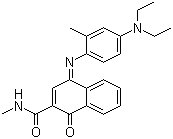 structure of CAS# 102187-53-1, 4-[[4-(Diethylamino)-2-methylphenyl]imino]-1,4-dihydro-N-methyl-1-oxo-2-naphthalenecarboxamide