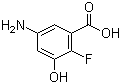 结构式 CAS# 1025127-32-5, 5-氨基-2-氟-3-羟基苯甲酸