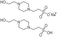 4-(2-羟乙基)-1-哌嗪乙烷磺酸半钠盐分子结构 (CAS 103404-87-1)
